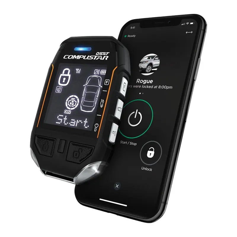 Compustar remote car starter connected to a smartphone